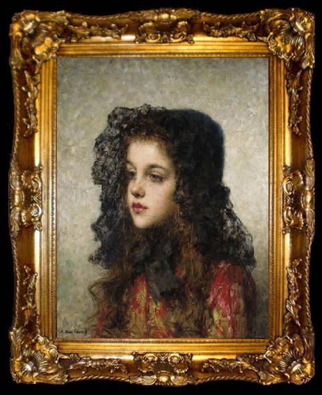 framed  Alexei Harlamov Little Girl with Veil, ta009-2